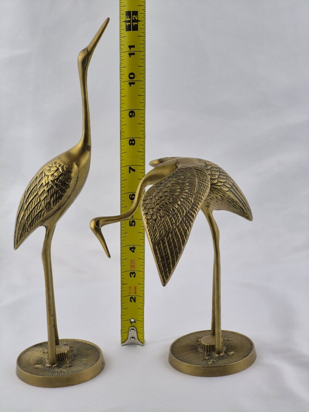 Vintage Leonard Silver Mfg Co. Solid Brass Crane Heron Figurines Korea Set of 2 - Picture 15 of 16